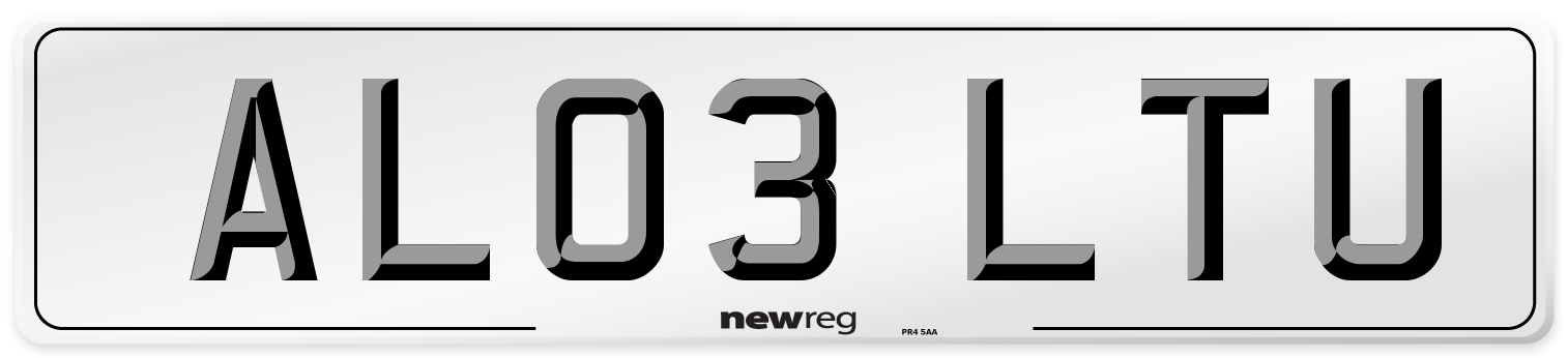 AL03 LTU Number Plate from New Reg